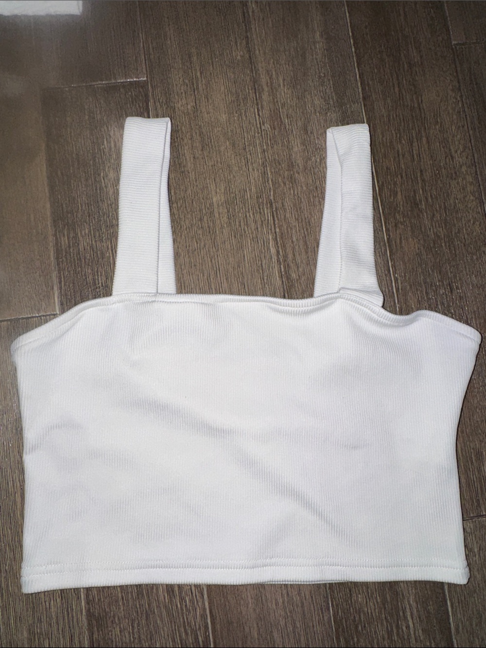 White Ribbed Cropped Tank Top